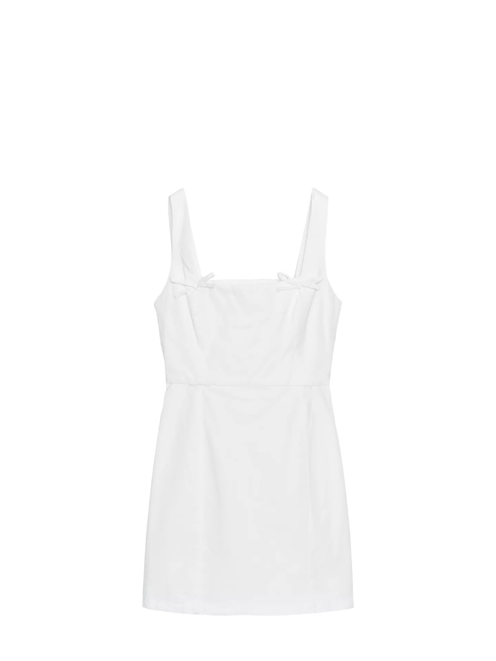 Zara White Square-Neck Mini Dress with Bow Straps. NWT size s